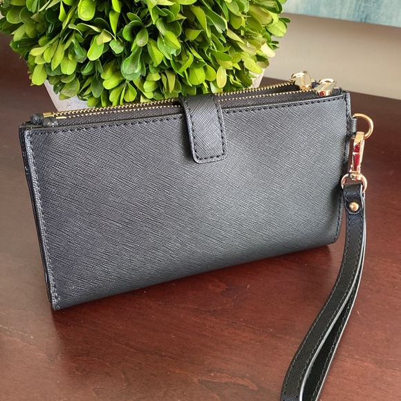 MICHAEL KORS SAFFIANO 🖤BLACK🖤 LEATHER MEDIUM SATCHEL BAG & WALLET SET 🌟EUC🌟 - Picture 14 of 17